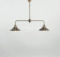 Verlichting online Landelijke stijl hanglamp Biliardo antiek brons 2 lampen