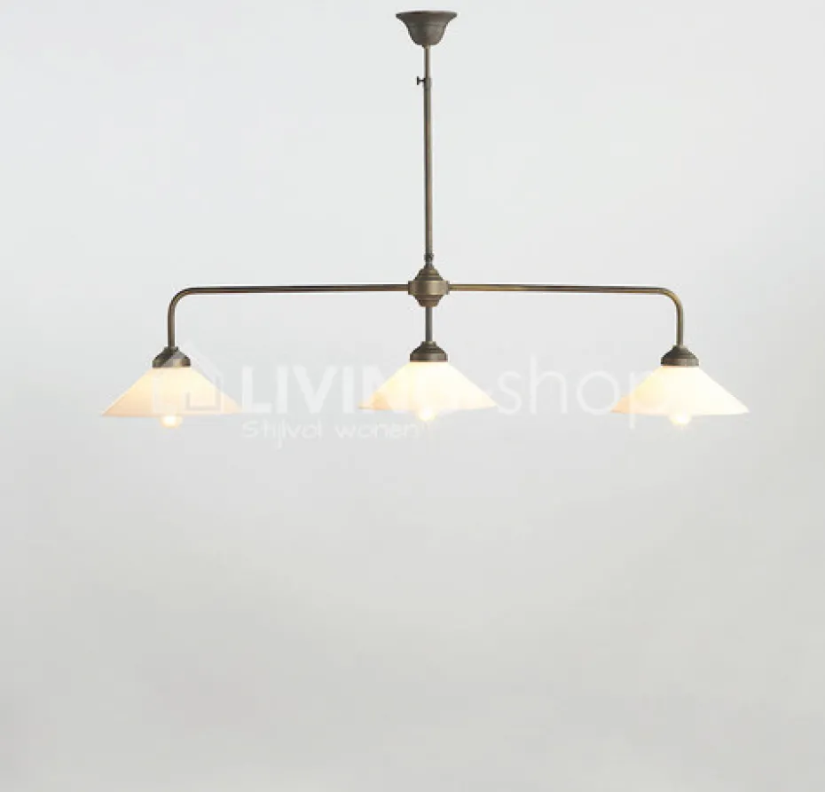 Verlichting online Landelijke stijl hanglamp Biliardo antiek brons 2 lampen
