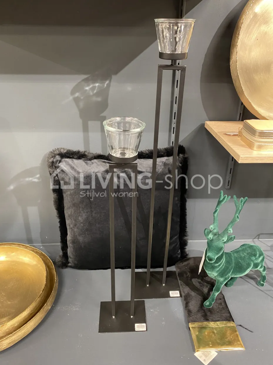 Cosy & Trendy Large Theelichthouder staander zwart metaal COSY @ HOME