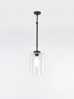 Verlichting online Loft stijl donkerbrons hanglamp met glazen kap grijs fumé