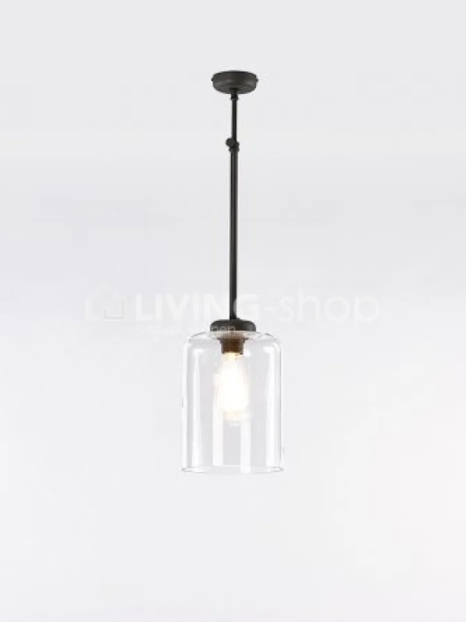 Verlichting online Loft stijl donkerbrons hanglamp met glazen kap grijs fumé