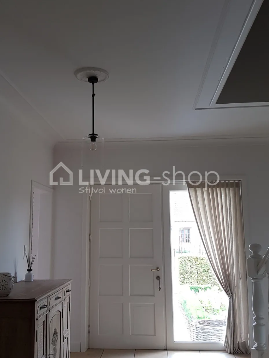 Verlichting online Loft stijl donkerbrons hanglamp met glazen kap grijs fumé