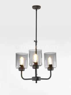 Verlichting online Loft stijl luster 3 lampen fumé glas
