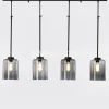 Verlichting online Loft stijl luster met 4 hanglampen fumé