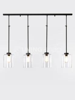 Verlichting online Loft stijl luster met 4 hanglampen fumé