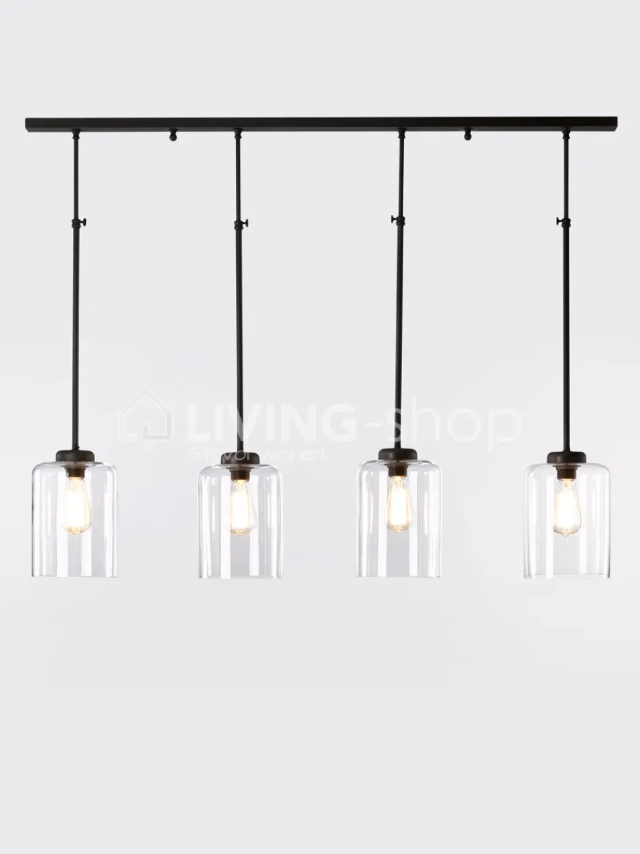 Verlichting online Loft stijl luster met 4 hanglampen fumé