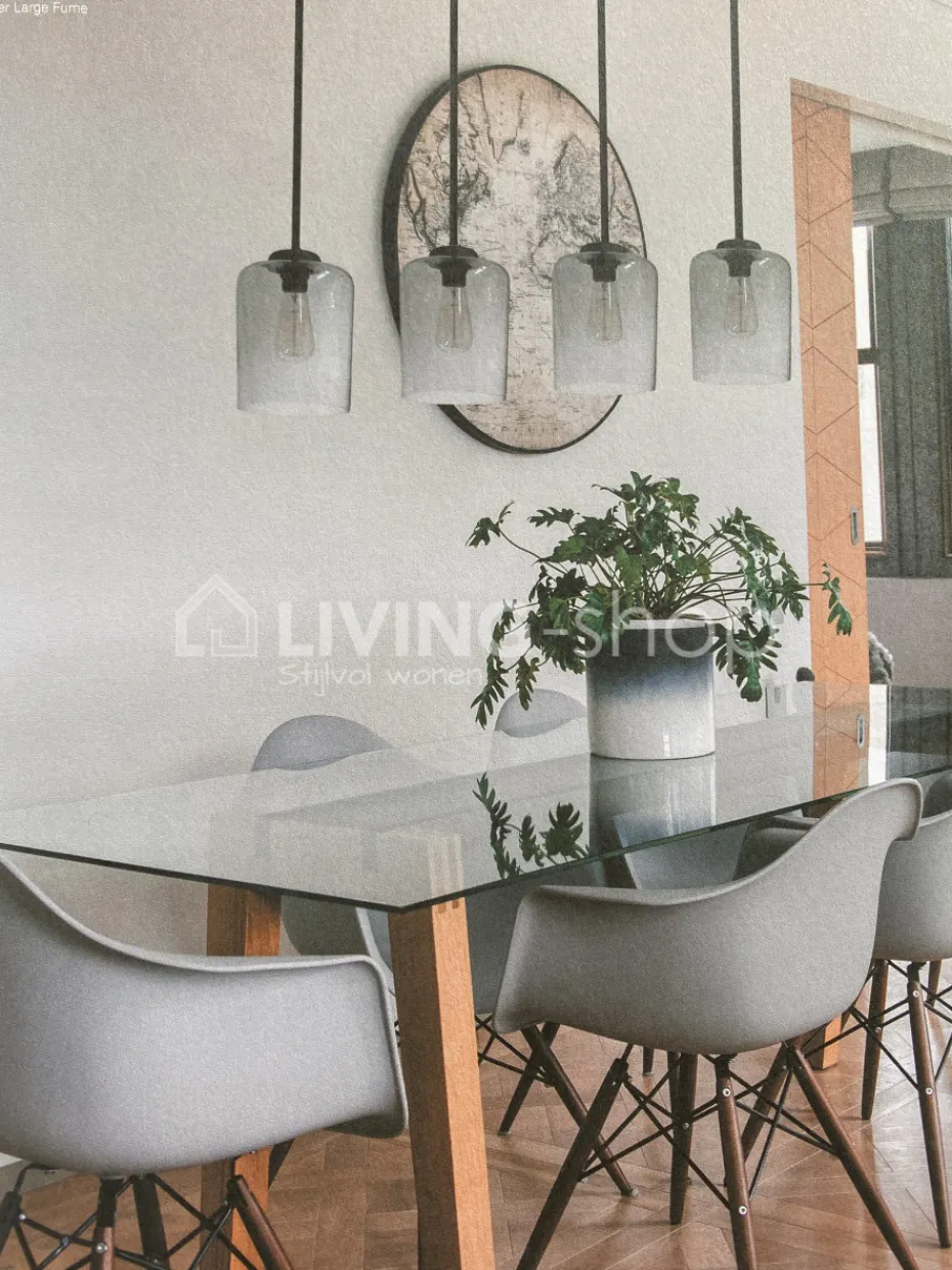 Verlichting online Loft stijl luster met 4 hanglampen fumé