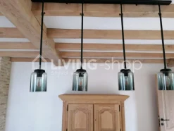 Verlichting online Loft stijl luster met 4 hanglampen fumé