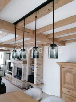 Verlichting online Loft stijl luster met 4 hanglampen fumé
