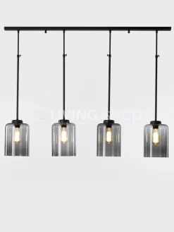 Verlichting online Loft stijl luster met 4 hanglampen fumé