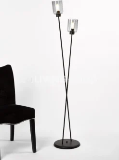 Verlichting online Loft stijl vloerlamp fumé glas