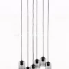 Verlichting online Luster met 6 pendels + 6 glazen fumé, woonkamer verlichting modern