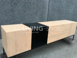 PR LIVING Modern grijs eiken dressoir laag strak landelijk met metaal