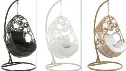 J-LINE Outdoor hangstoel met kussens Bula zwart