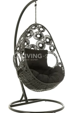 J-LINE Outdoor hangstoel met kussens Bula zwart