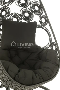 J-LINE Outdoor hangstoel met kussens Bula zwart