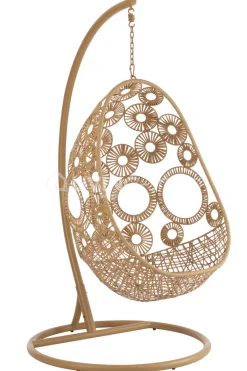 J-LINE Outdoor hangstoel met kussens Bula zwart