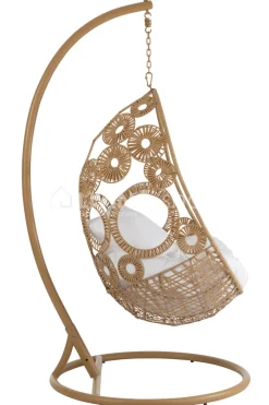 J-LINE Outdoor hangstoel met kussens Bula zwart