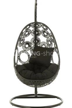 J-LINE Outdoor hangstoel met kussens Bula zwart