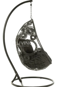 J-LINE Outdoor hangstoel met kussens Bula zwart