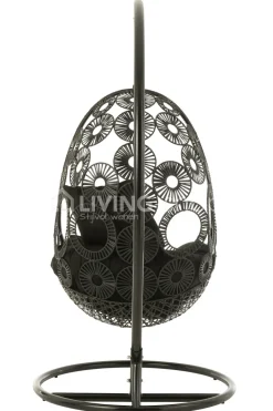 J-LINE Outdoor hangstoel met kussens Bula zwart