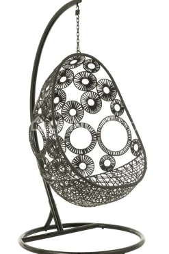 J-LINE Outdoor hangstoel met kussens Bula zwart