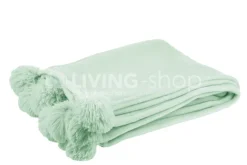 J-LINE Plaid pompons munt