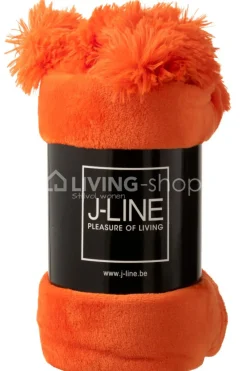 J-LINE Plaid pompons oranje 130x170cm J LINE