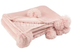 J-LINE Plaid pompons oud roze