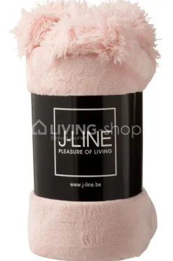 J-LINE Plaid pompons oud roze