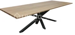 Castle-Line Rechthoekige boomstamtafel eik naturel Castle line + black iron star leg 10x4cm