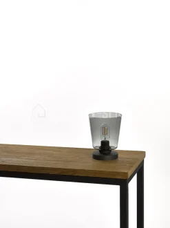 Verlichting online Retro loft design tafellamp fumé glazen vaas