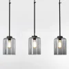 Verlichting online Retro loft hanglamp met glazen lampenkappen fume glas
