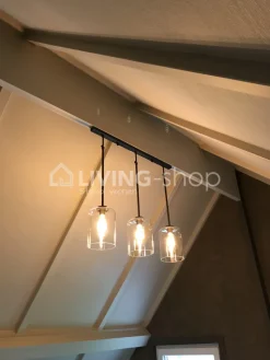 Verlichting online Retro loft hanglamp met glazen lampenkappen fume glas