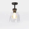 Verlichting online Retro loft plafondlamp donkerbrons met glazen lampenkap grijs fume