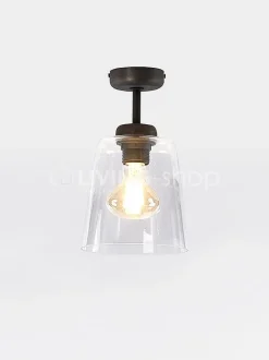 Verlichting online Retro loft plafondlamp donkerbrons met glazen lampenkap grijs fume