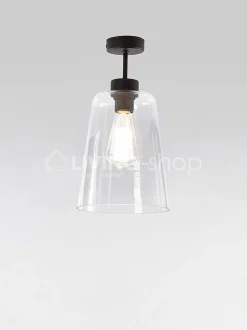 Verlichting online Retro loft plafondlamp donkerbrons met glazen lampenkap grijs fume