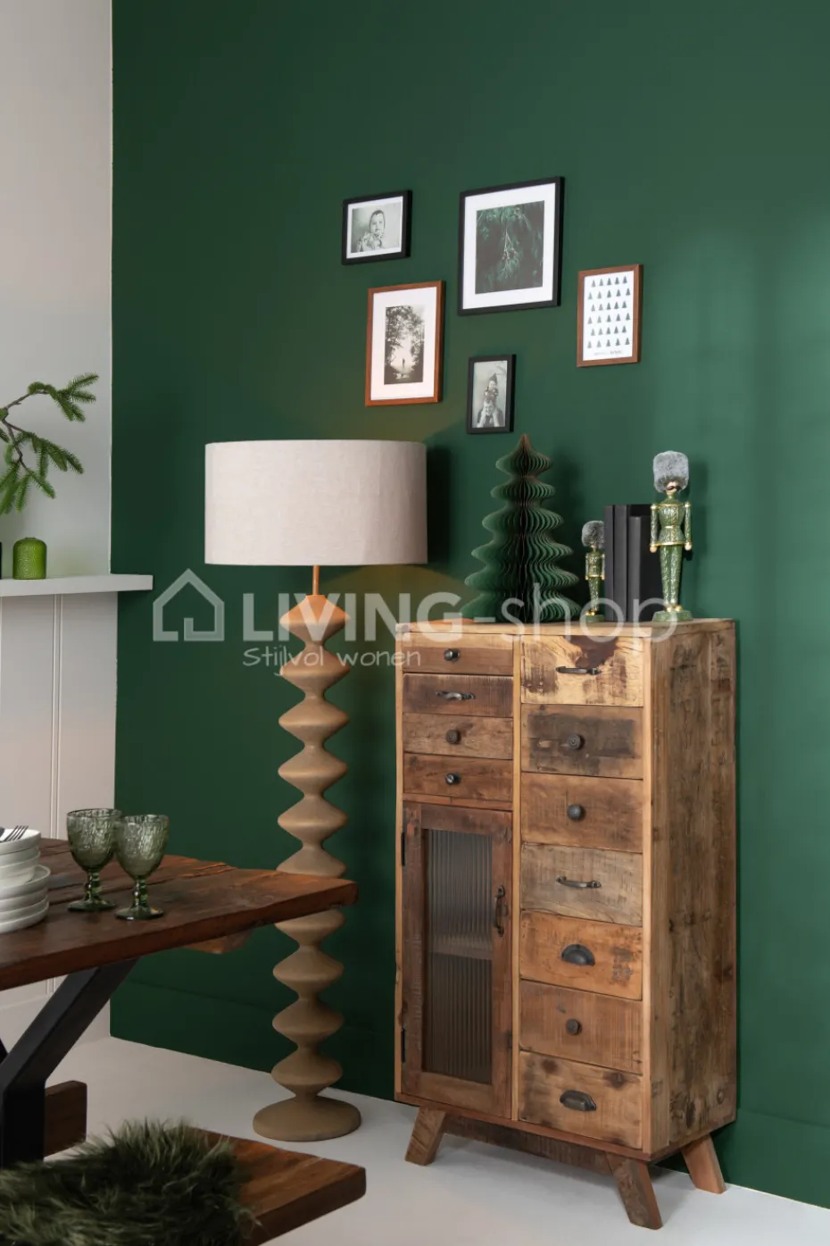 J-LINE Retro Vintage kast gerecycleerd hout