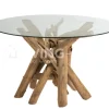 J-LINE Ronde houten tafel met takken tafelvoet