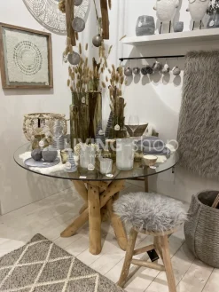 J-LINE Ronde houten tafel met takken tafelvoet