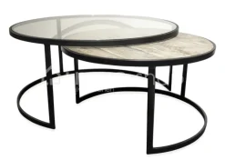 PR LIVING Ronde nesting salontafels glas