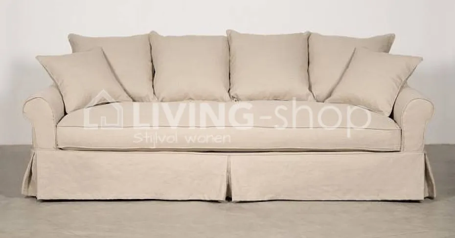 PR LIVING Salon landelijke stijl Eline sofa 3,5 zitbank met rok