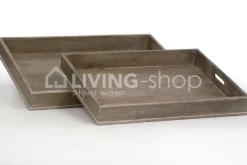 J-LINE Set 2 dienbladen landelijke stijl,
