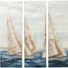 J-LINE Set 3 schilderijen boten op canvas