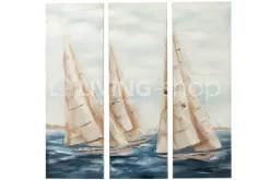J-LINE Set 3 schilderijen boten op canvas