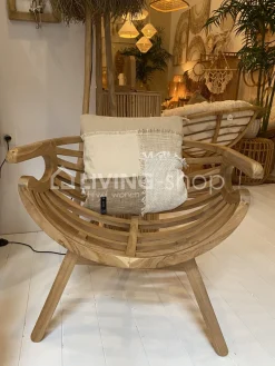 J-LINE Stoel Crab Teak Hout Naturel