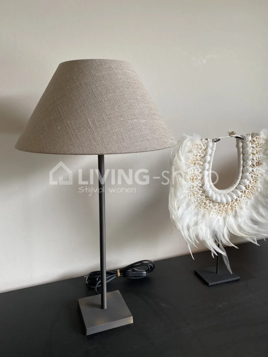 Verlichting online Tafellamp donkerbrons H20 met ronde lampenkap
