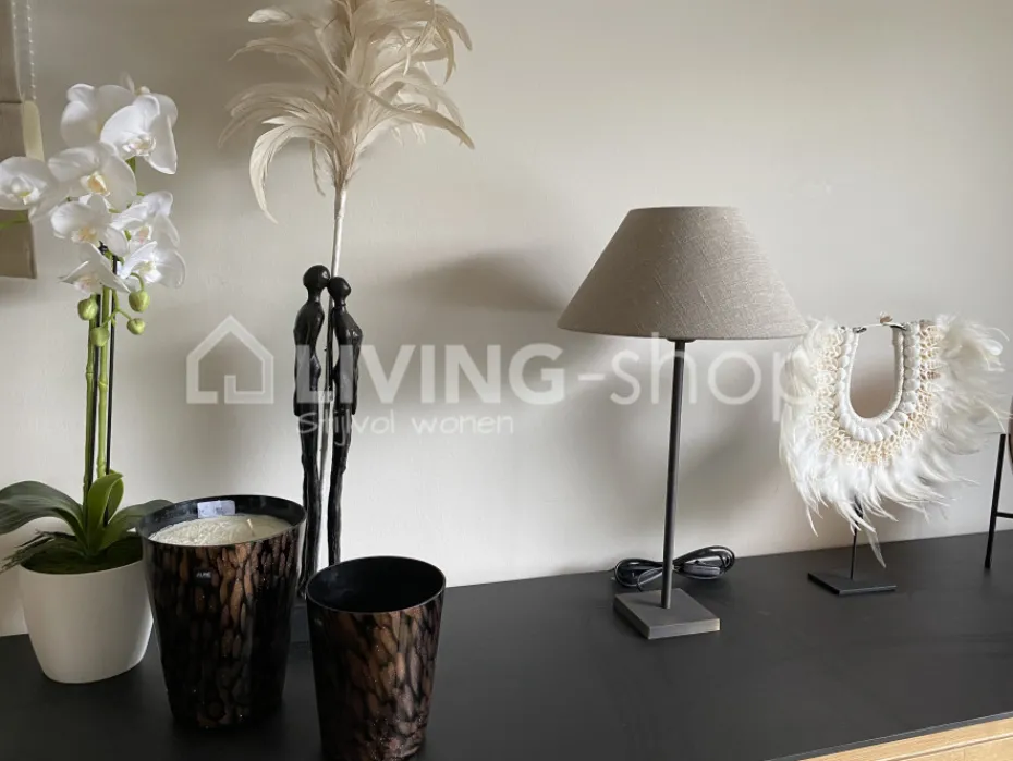Verlichting online Tafellamp donkerbrons H20 met ronde lampenkap