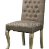 TIMELESS LIVING Taupe landelijke eetkamerstoel met knopen