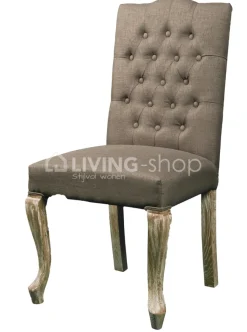 TIMELESS LIVING Taupe landelijke eetkamerstoel met knopen
